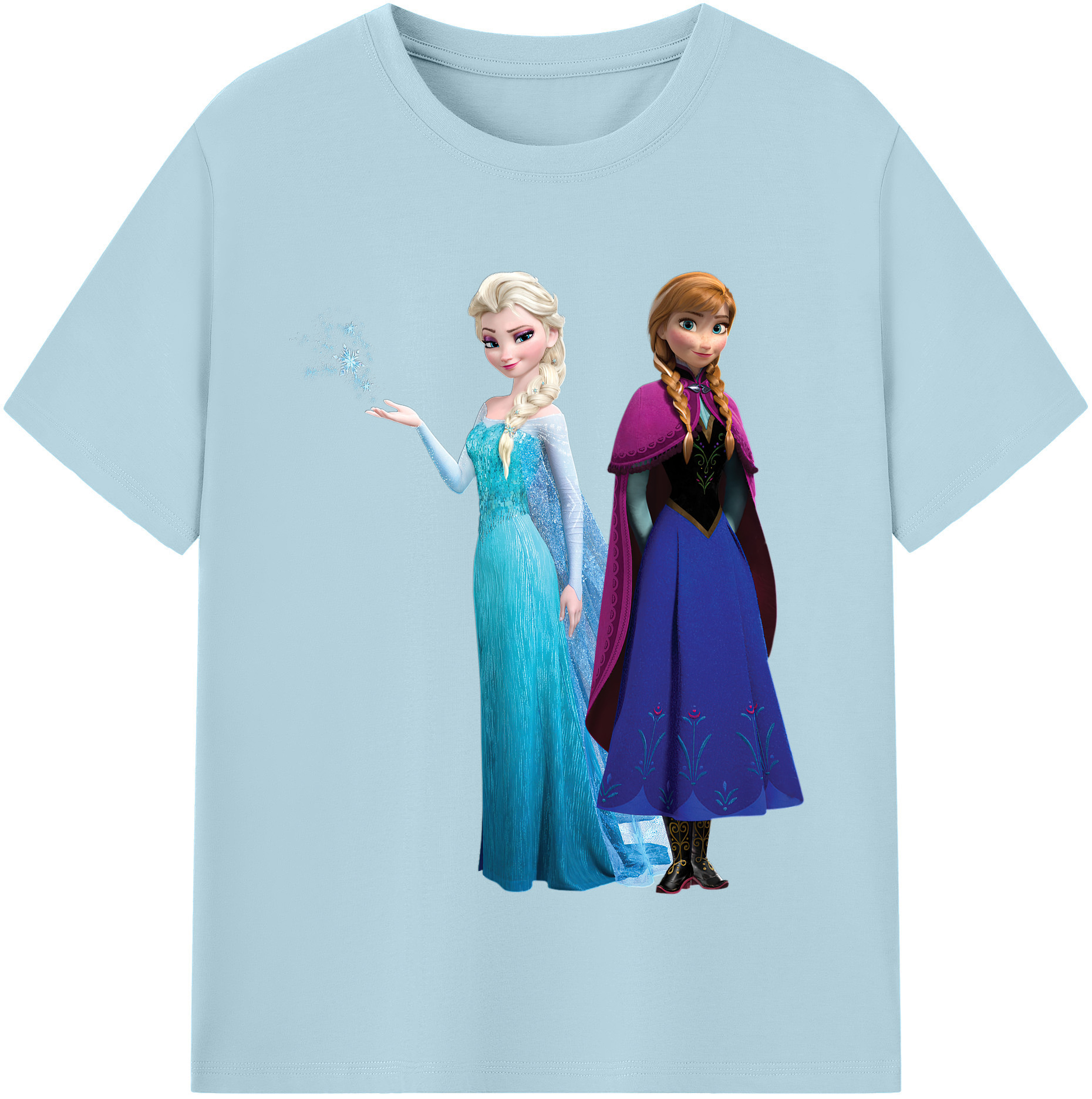 （画像用） アナと雪の女王 アンナ エルサ Frozen Anna Elsa 綿100％半袖Tシャツ（フロントプリント）
